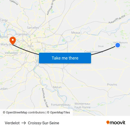 Verdelot to Croissy-Sur-Seine map