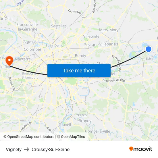 Vignely to Croissy-Sur-Seine map