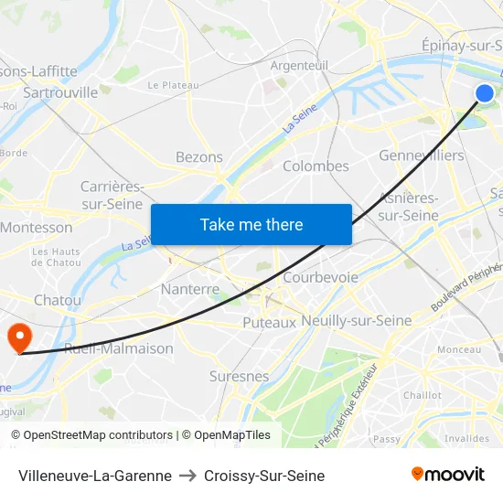 Villeneuve-La-Garenne to Croissy-Sur-Seine map