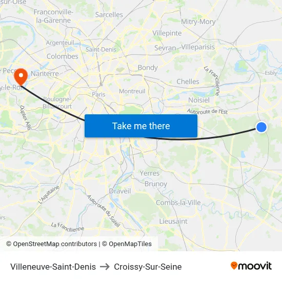 Villeneuve-Saint-Denis to Croissy-Sur-Seine map