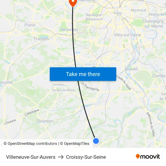 Villeneuve-Sur-Auvers to Croissy-Sur-Seine map