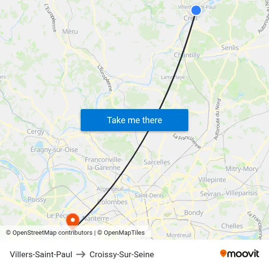 Villers-Saint-Paul to Croissy-Sur-Seine map