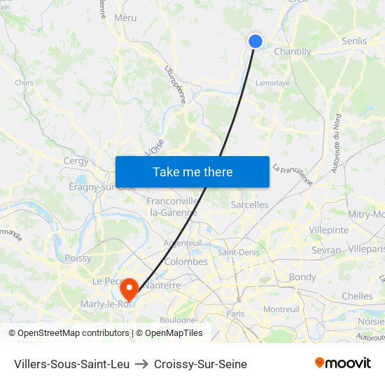 Villers-Sous-Saint-Leu to Croissy-Sur-Seine map