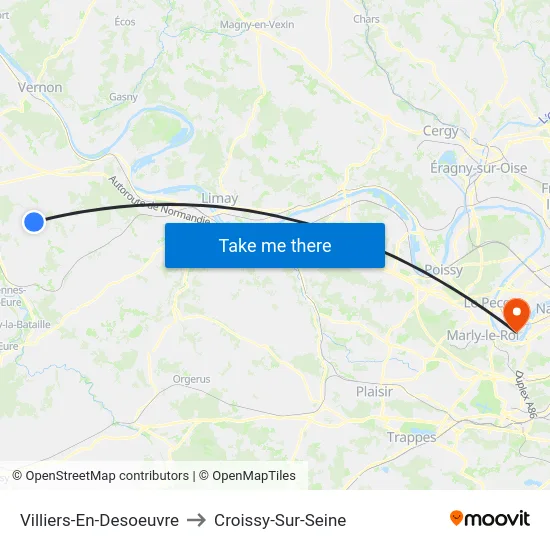 Villiers-En-Desoeuvre to Croissy-Sur-Seine map