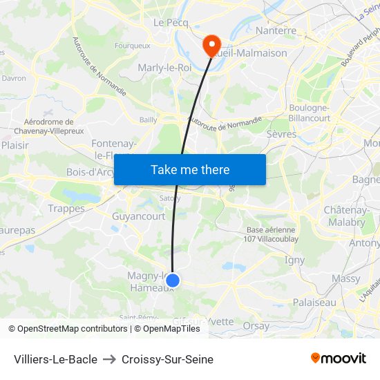 Villiers-Le-Bacle to Croissy-Sur-Seine map