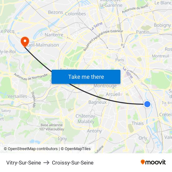 Vitry-Sur-Seine to Croissy-Sur-Seine map