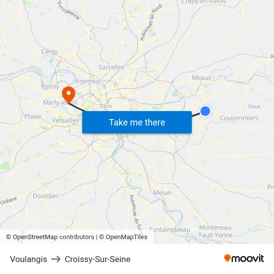 Voulangis to Croissy-Sur-Seine map