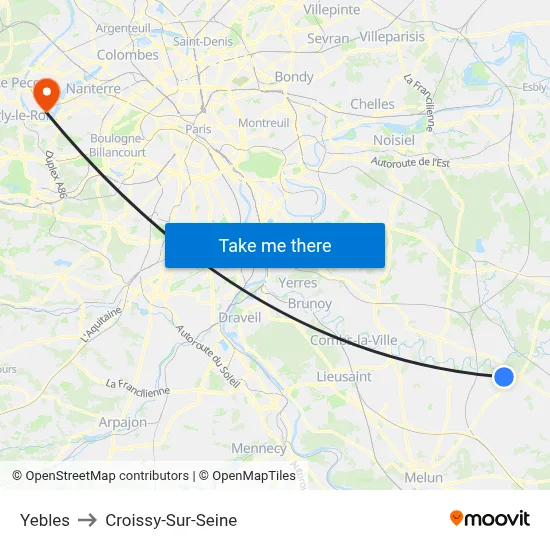 Yebles to Croissy-Sur-Seine map