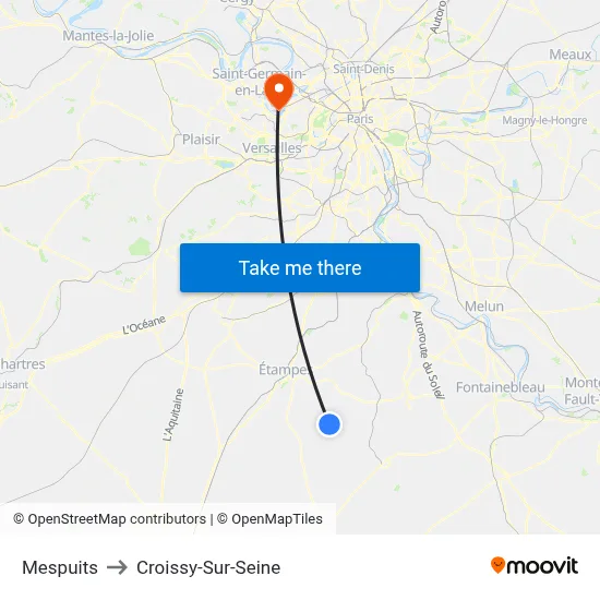 Mespuits to Croissy-Sur-Seine map