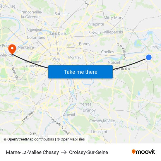 Marne-La-Vallée Chessy to Croissy-Sur-Seine map