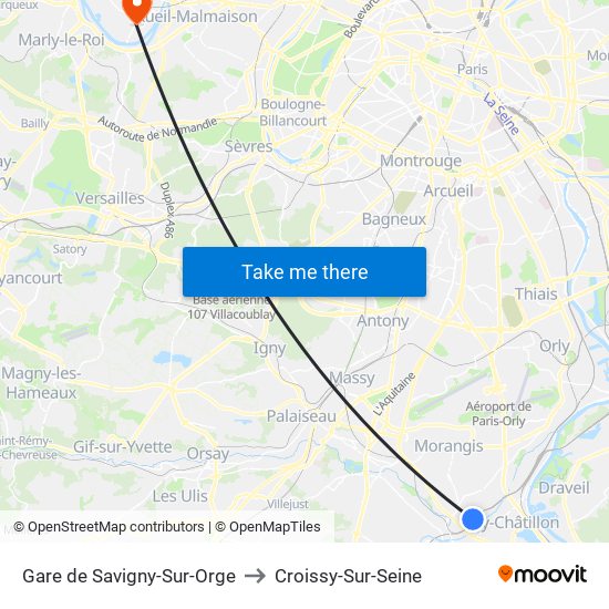 Gare de Savigny-Sur-Orge to Croissy-Sur-Seine map