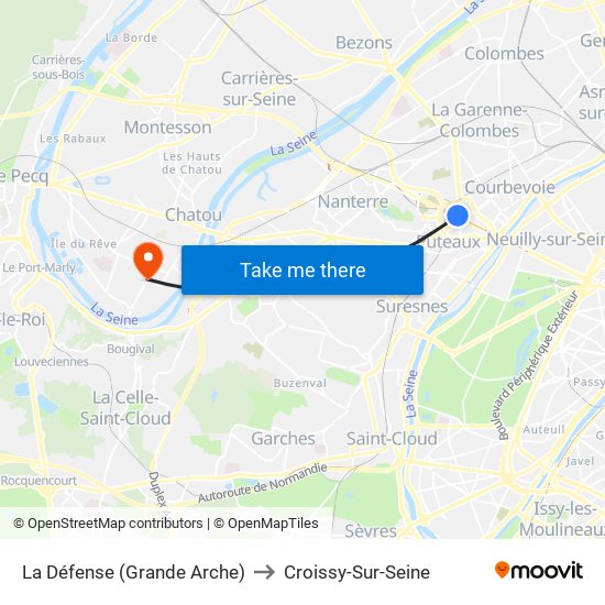 La Défense (Grande Arche) to Croissy-Sur-Seine map