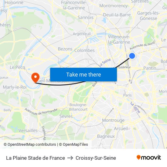 La Plaine Stade de France to Croissy-Sur-Seine map
