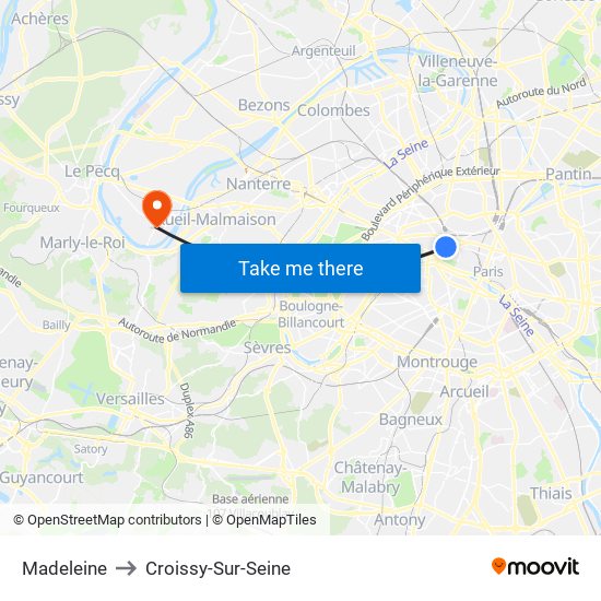 Madeleine to Croissy-Sur-Seine map