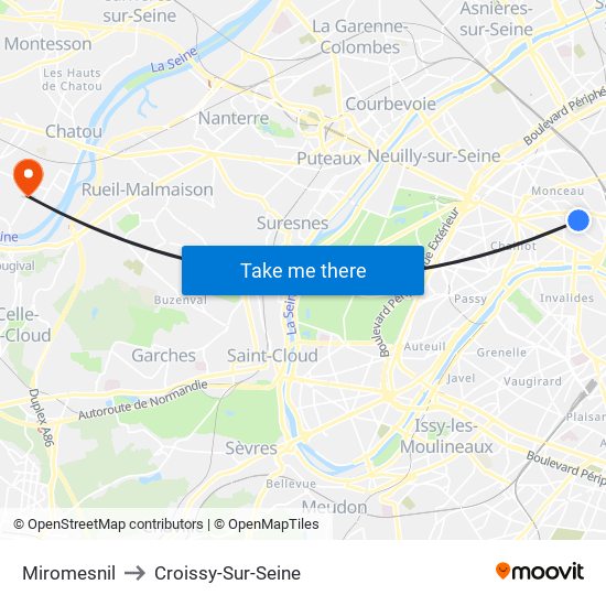Miromesnil to Croissy-Sur-Seine map