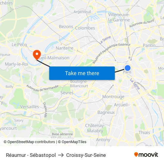 Réaumur - Sébastopol to Croissy-Sur-Seine map