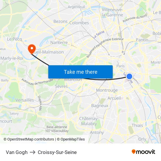 Van Gogh to Croissy-Sur-Seine map