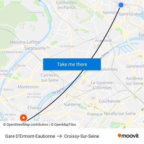 Gare D'Ermont-Eaubonne to Croissy-Sur-Seine map