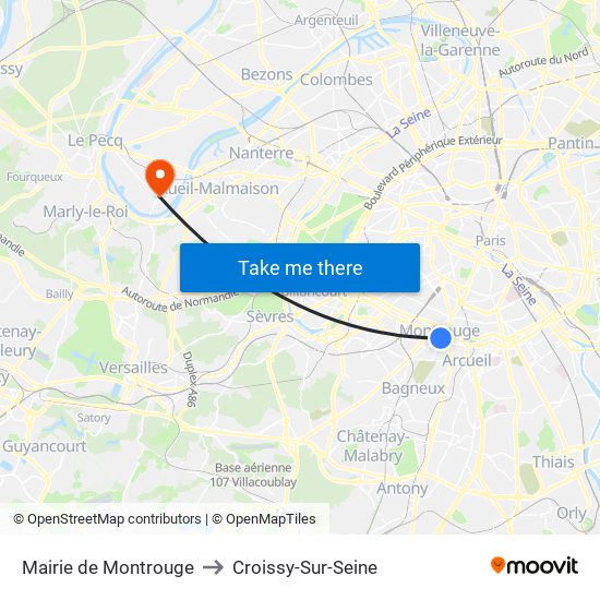 Mairie de Montrouge to Croissy-Sur-Seine map