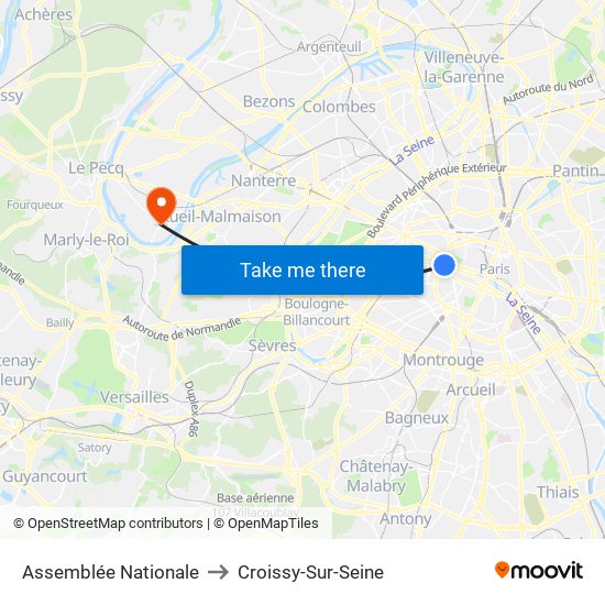 Assemblée Nationale to Croissy-Sur-Seine map