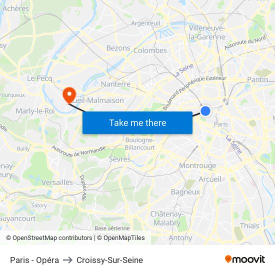 Paris - Opéra to Croissy-Sur-Seine map