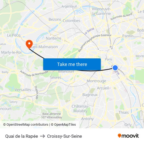 Quai de la Rapée to Croissy-Sur-Seine map