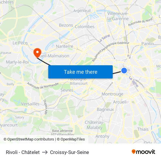 Rivoli - Châtelet to Croissy-Sur-Seine map