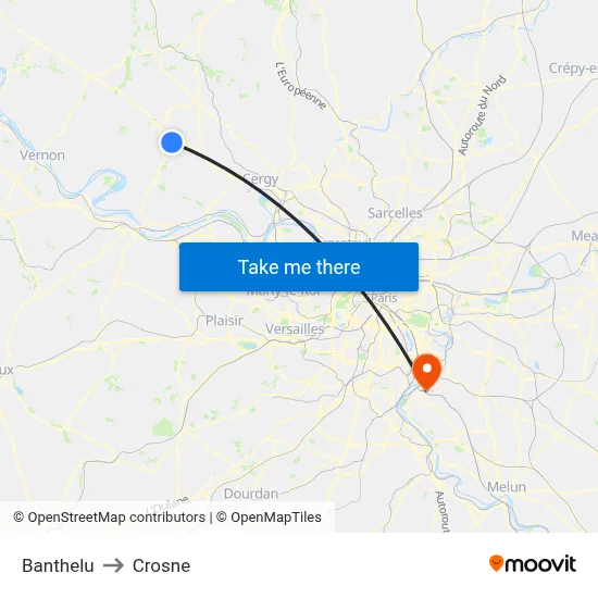 Banthelu to Crosne map