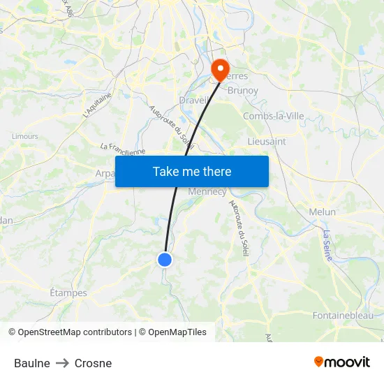 Baulne to Crosne map