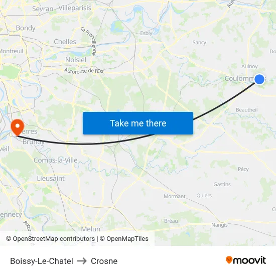 Boissy-Le-Chatel to Crosne map