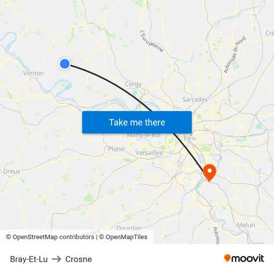 Bray-Et-Lu to Crosne map