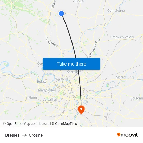 Bresles to Crosne map