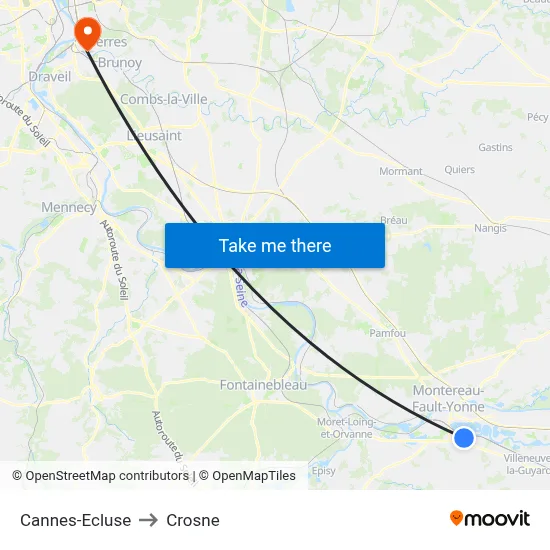 Cannes-Ecluse to Crosne map