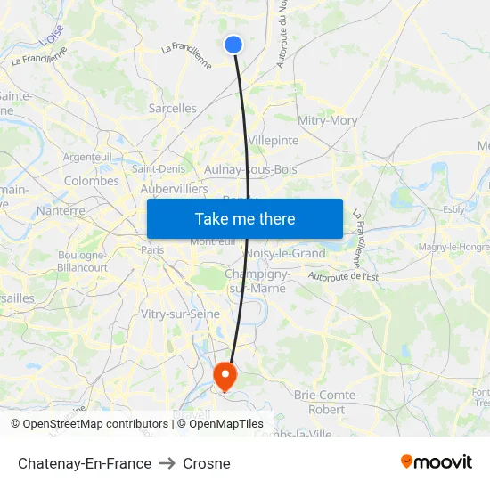 Chatenay-En-France to Crosne map