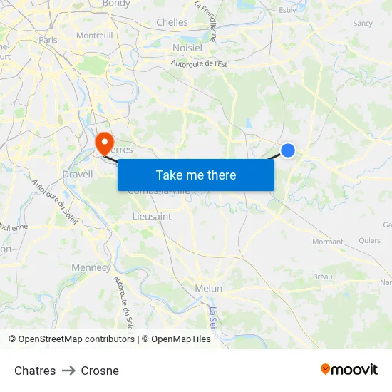 Chatres to Crosne map