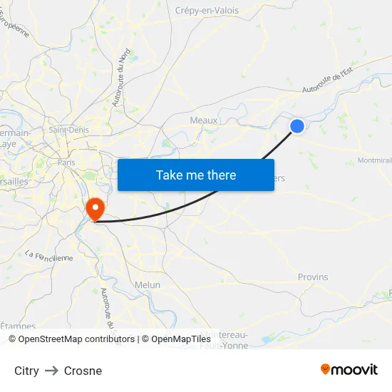Citry to Crosne map