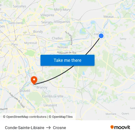 Conde-Sainte-Libiaire to Crosne map