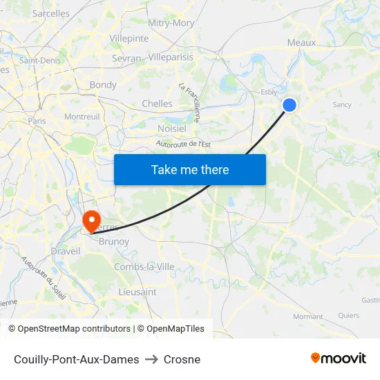Couilly-Pont-Aux-Dames to Crosne map
