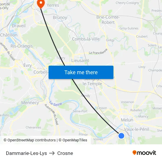 Dammarie-Les-Lys to Crosne map