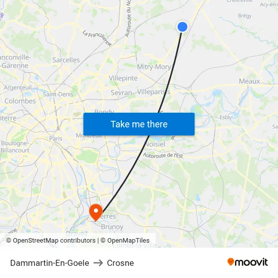 Dammartin-En-Goele to Crosne map