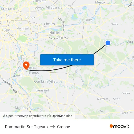 Dammartin-Sur-Tigeaux to Crosne map