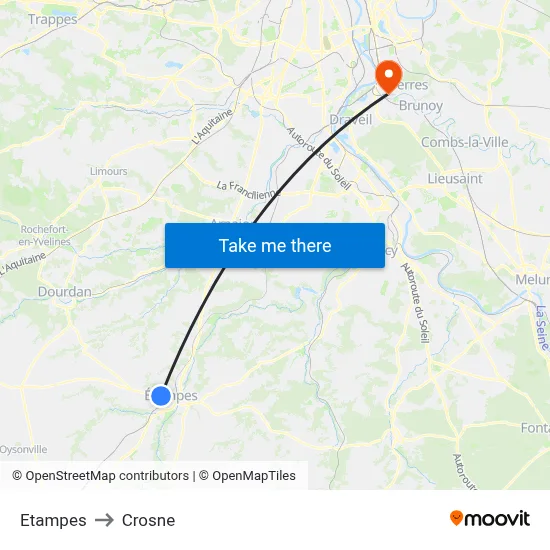 Etampes to Crosne map