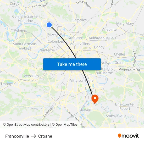 Franconville to Crosne map