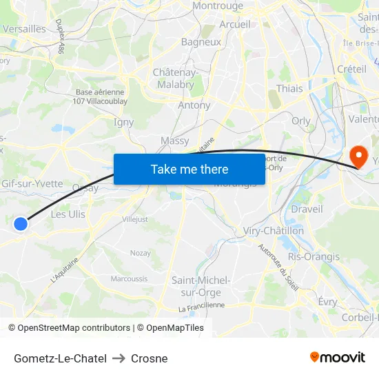 Gometz-Le-Chatel to Crosne map