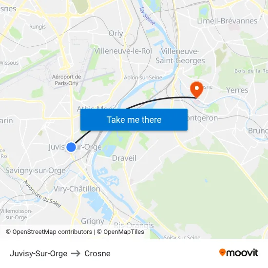 Juvisy-Sur-Orge to Crosne map