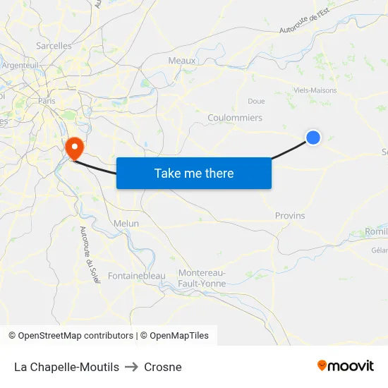 La Chapelle-Moutils to Crosne map