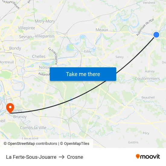 La Ferte-Sous-Jouarre to Crosne map