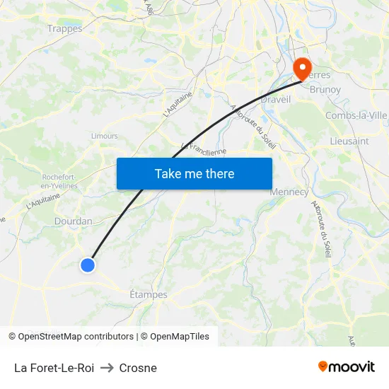 La Foret-Le-Roi to Crosne map