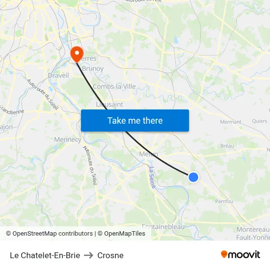 Le Chatelet-En-Brie to Crosne map
