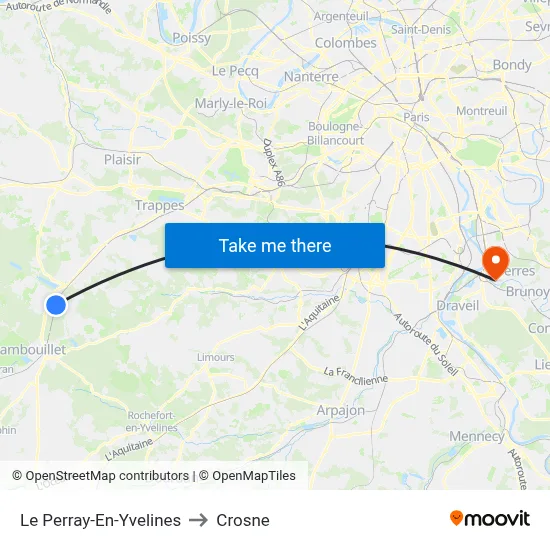 Le Perray-En-Yvelines to Crosne map